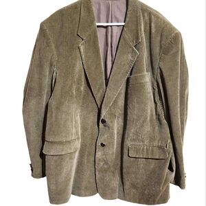 Calvin 100% cotton dark khaki color corduroy two button blazer mens‎ size 48R